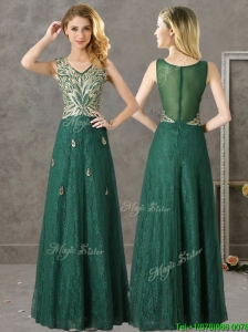 Luxurious V Neck Dark Green Bridesmaid Dresses with Appliques and Beading