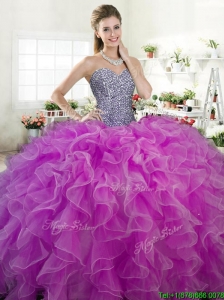 2016 New Arrivals Beaded Bodice and Ruffled Quinceanera Dress in Organza