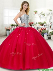 2016 New Style Beaded Big Puffy Sweet 16 Dress in Red