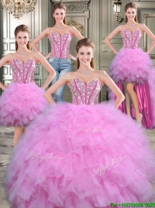 Exquisite Big Puffy Lilac Detachable Quinceanera Dresses with Beading and Ruffles