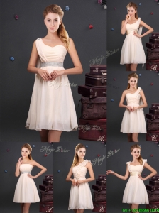 2017 Discount Empire Chiffon Ruched Short Prom Dress in Champagne