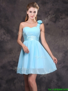 2017 Unique Handcrafted Flower Short Prom Dress with One Shoulder