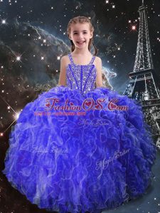 Sleeveless Beading and Ruffles Lace Up Child Pageant Dress