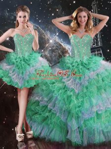 Gorgeous Floor Length Multi-color 15th Birthday Dress Sleeveless Lace Up