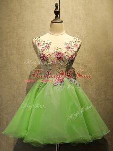 Organza Lace Up Scoop Sleeveless Mini Length Prom Gown Embroidery