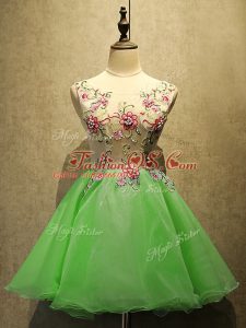 Charming Homecoming Dress Prom and Party with Embroidery Scoop Sleeveless Lace Up