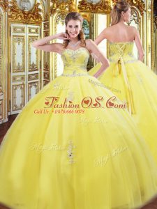 Smart Sleeveless Beading and Appliques Lace Up Quinceanera Gowns