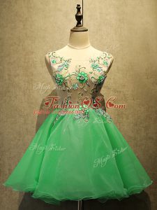 Fashionable Green Sleeveless Organza Lace Up Prom Evening Gown for Prom and Party