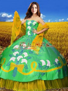 High Class Multi-color Sweet 16 Dresses Military Ball and Sweet 16 and Quinceanera with Embroidery Sweetheart Sleeveless Lace Up