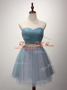 Light Blue Wedding Party Dress Prom and Party and Sweet 16 with Beading and Ruching Sweetheart Sleeveless Lace Up