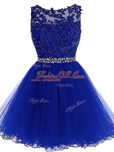 Glamorous Royal Blue Sleeveless Tulle Zipper Party Dress Wholesale for Prom and Party and Sweet 16