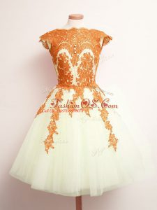 Multi-color A-line Appliques Wedding Party Dress Lace Up Tulle Sleeveless Mini Length