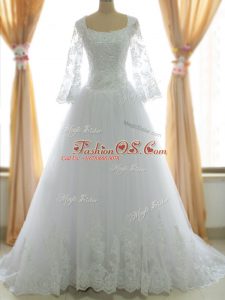 Most Popular Sleeveless Brush Train Lace and Appliques Zipper Wedding Gowns
