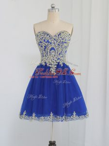 Beautiful Sweetheart Sleeveless Zipper Prom Evening Gown Royal Blue Tulle