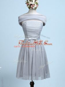 Grey Sleeveless Belt Mini Length Court Dresses for Sweet 16