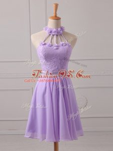 Chiffon Sleeveless Mini Length Bridesmaid Dress and Lace and Appliques