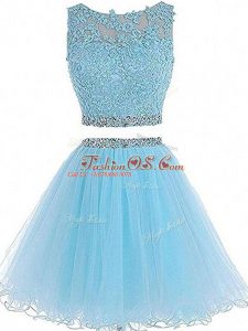 Sleeveless Zipper Mini Length Beading and Lace and Appliques Prom Evening Gown