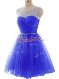 Top Selling Scoop Sleeveless Tulle Custom Made Beading and Ruching Lace Up