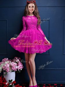 Edgy 3 4 Length Sleeve Beading and Lace and Appliques Lace Up Quinceanera Court Dresses