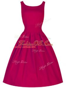 Ideal Fuchsia Scoop Lace Up Ruching Bridesmaids Dress Sleeveless