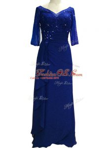 Beauteous Beading Mother Of The Bride Dress Royal Blue Zipper Sleeveless Floor Length