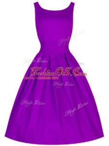 Super Knee Length A-line Sleeveless Purple Quinceanera Dama Dress Lace Up