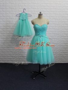 Romantic Mini Length A-line Sleeveless Aqua Blue Teens Party Dress Lace Up