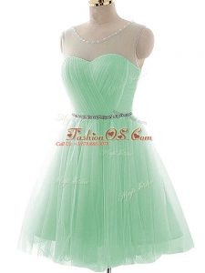Best Scoop Sleeveless Tulle Party Dress Wholesale Beading and Ruching Lace Up