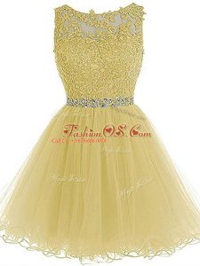 Exceptional Sleeveless Zipper Mini Length Beading and Lace and Appliques Military Ball Gown