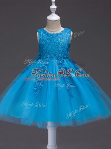 Tulle Sleeveless Knee Length Kids Formal Wear and Appliques