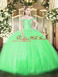Smart Floor Length Quinceanera Gowns Off The Shoulder Sleeveless Lace Up