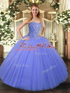 Dynamic Sweetheart Sleeveless Tulle Quince Ball Gowns Beading Lace Up