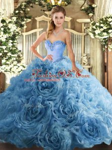 Beading Sweet 16 Dress Aqua Blue Lace Up Sleeveless Floor Length