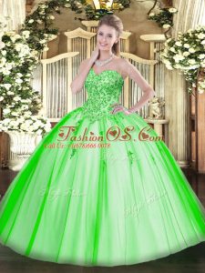 Deluxe Sleeveless Tulle Lace Up Ball Gown Prom Dress for Military Ball and Sweet 16 and Quinceanera