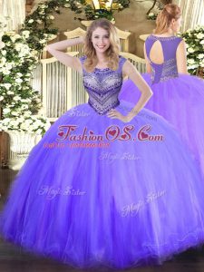 Beading Quinceanera Dresses Lavender Lace Up Sleeveless Floor Length