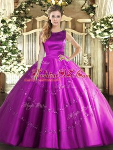 Sleeveless Appliques Lace Up Quince Ball Gowns