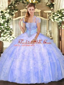 Light Blue Sleeveless Tulle Lace Up Sweet 16 Dresses for Military Ball and Sweet 16 and Quinceanera