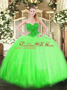 Artistic Sleeveless Floor Length Beading Lace Up Vestidos de Quinceanera with