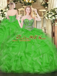 Elegant Floor Length Green Quinceanera Gowns Sweetheart Sleeveless Lace Up