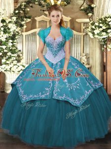 Glittering Sleeveless Lace Up Floor Length Beading and Embroidery Vestidos de Quinceanera