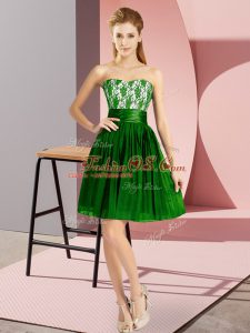 Chiffon Sweetheart Sleeveless Zipper Lace Homecoming Dress in Dark Green