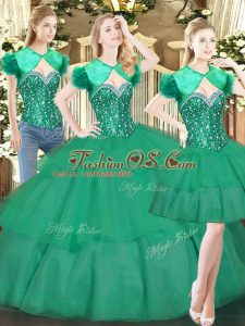 Floor Length Turquoise 15 Quinceanera Dress Sweetheart Sleeveless Lace Up