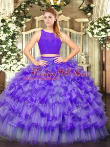 Elegant Eggplant Purple Sleeveless Tulle Zipper Sweet 16 Quinceanera Dress for Military Ball and Sweet 16 and Quinceanera