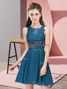 Best Mini Length Zipper Bridesmaid Dresses Teal for Prom and Party and Wedding Party with Appliques