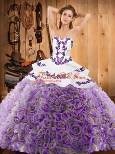 With Train Ball Gowns Sleeveless Multi-color Sweet 16 Dress Sweep Train Lace Up