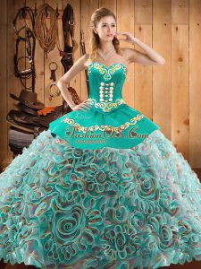 Perfect Floor Length Multi-color Quinceanera Gown Sweetheart Sleeveless Lace Up