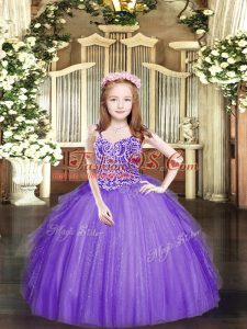 Simple Floor Length Ball Gowns Sleeveless Lavender Glitz Pageant Dress Lace Up