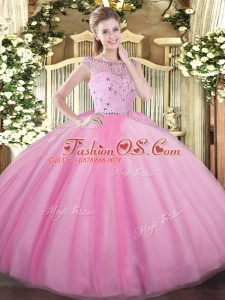 Great Tulle Sleeveless Floor Length Sweet 16 Dress and Beading