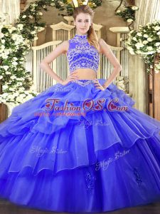 Lovely Tulle Sleeveless Floor Length Sweet 16 Dresses and Beading and Ruffles and Pick Ups