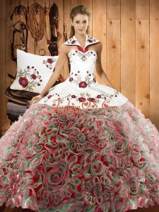 Shining Multi-color Sleeveless Embroidery Lace Up Sweet 16 Dress
